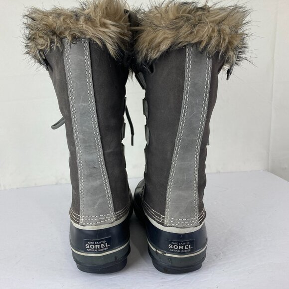 Sorel Joan of Arctic Womens Sz 9 Gray Suede Leather Tall Winter Boots Faux Fur - Picture 5 of 6